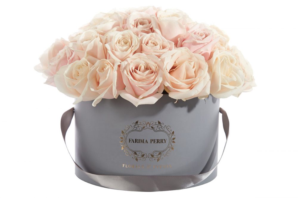 Large Grey Round Flower Box Farima Perry Florals & Events